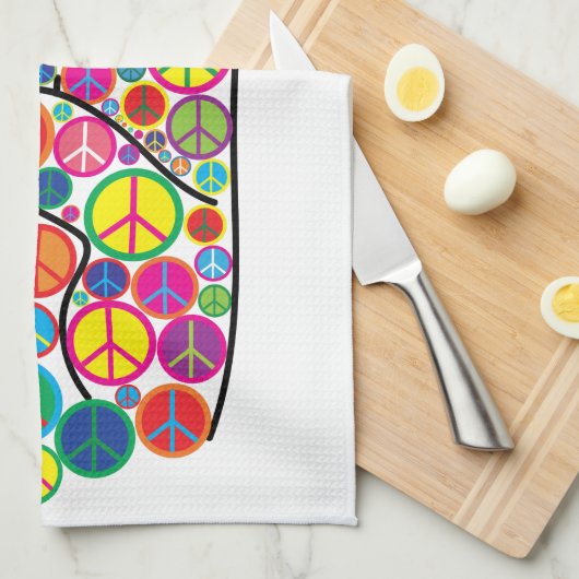 Coole bunte Groovy Friedenszeichen Geschirrtuch (Viertel Falte)