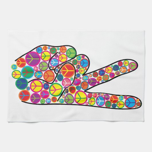 Coole bunte Groovy Friedenszeichen Geschirrtuch (Horizontal)
