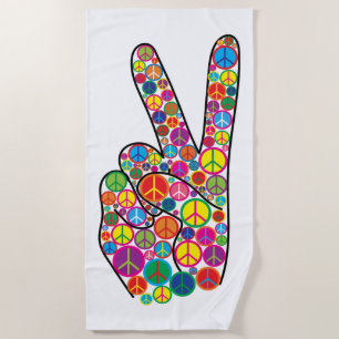 Coole bunte Groovy Friedenszeichen-Hand Strandtuch