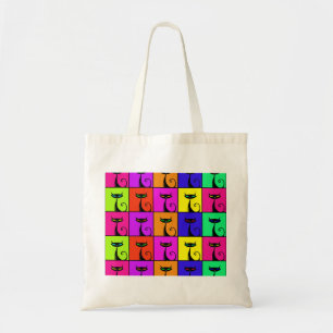 Coole bunte Kitty-Katzen-Pop-Kunst Tragetasche