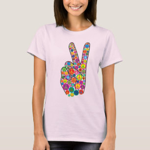 Coole, bunte und Groovy Friedenszeichen T-Shirt