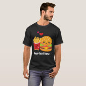 Coole Burger und Pommes Frites fügen Text hinzu T-Shirt (Vorne ganz)