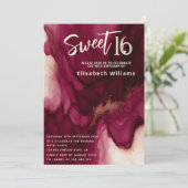 Coole burgundische Abstrakte Alkoholfarbe Einladung (Stehend Vorderseite)