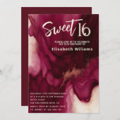 Coole burgundische Abstrakte Alkoholfarbe Einladung (Vorne/Hinten)