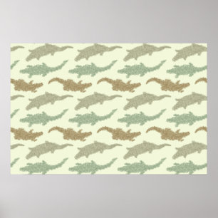 Coole Camouflage Alligatoren - nahtloses Muster. Poster
