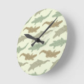 Coole Camouflage Alligatoren - nahtloses Muster. Runde Wanduhr (Winkel)