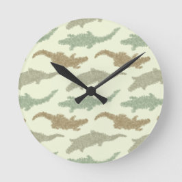 Coole Camouflage Alligatoren - nahtloses Muster. Runde Wanduhr