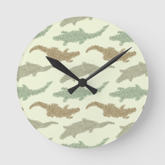 Coole Camouflage Alligatoren - nahtloses Muster. Runde Wanduhr (Vorderseite)