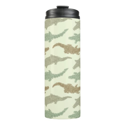 Coole Camouflage Alligatoren - nahtloses Muster. Thermosbecher (Vorderseite)