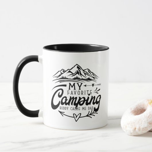 Coole Camping-Kumpel-Vater-Wortkunst  Tasse (Mit Donut)