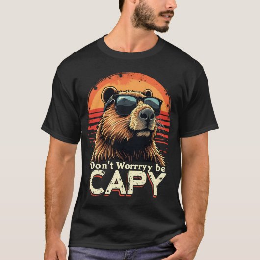 Coole Capybara Keine Sorge, Capy Funny Sonnenbrill T-Shirt (Vorderseite)