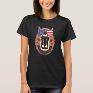 Coole Capybara mit amerikanischer Fahne Sonnenbril T-Shirt