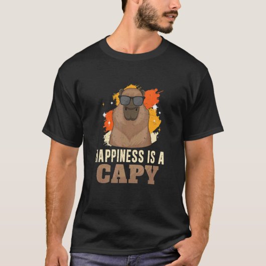Coole Capybara Sonnenbrille für einen glücklichen T-Shirt (Vorderseite)