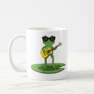Coole Cartoon-Frosch spielt Gitarre Illustration Kaffeetasse