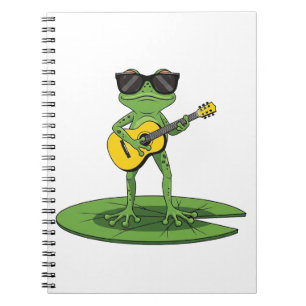 Coole Cartoon-Frosch spielt Gitarre Illustration Notizblock