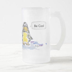 Coole Cartoon Penguins Mattierte Glas Tasse