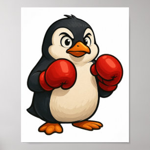 Coole Cartoon-Pinguin-Boxer-Sportdesign Poster