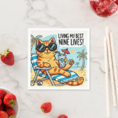 Coole Cat Chilling on Beach - Funny Cartoon Serviette (Beispiel)