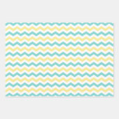 Coole Cat Faces Aquamarin Gelbes Zickzack Muster Geschenkpapier Set (Vorderseite 2)