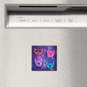 Coole Cat Faces auf einem Weltraumhintergrund Magnet (In Situ (Geschirrspüler))