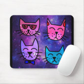 Coole Cat Faces auf einem Weltraumhintergrund Mousepad (Mit Mouse)