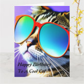 Coole Cat Happy Birthday Card Karte (Gelbe Blume)