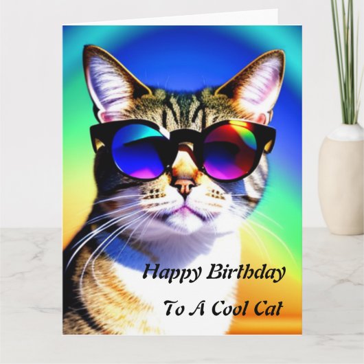 Coole Cat Happy Birthday Card Karte (Vorderseite)