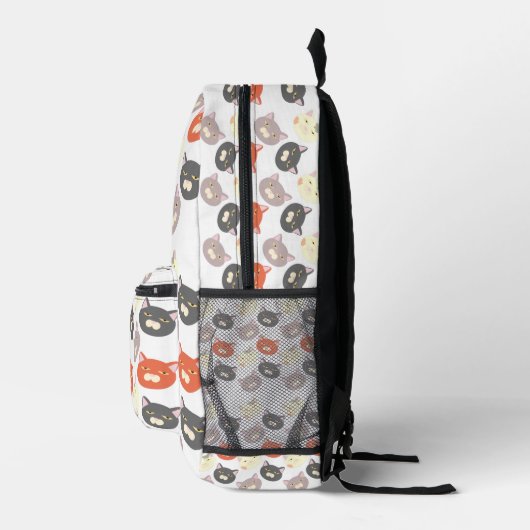 Coole Cat Heads Cartoon Fun Muster Art Bedruckter Rucksack (Rechts)