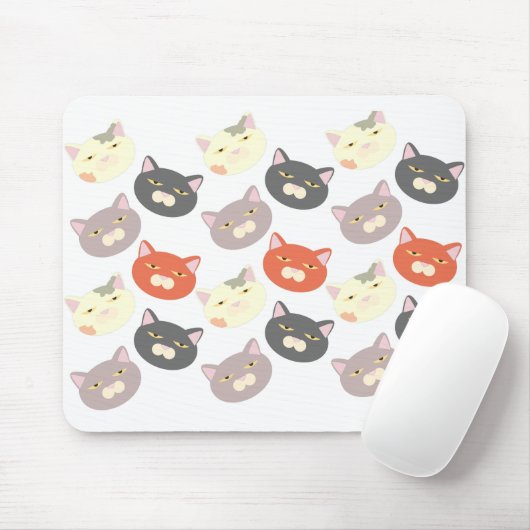 Coole Cat Heads Cartoon Fun Muster Art Mousepad (Mit Mouse)