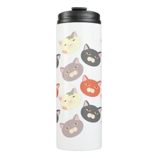 Coole Cat Heads Cartoon Fun Muster Art Thermosbecher (Vorderseite)