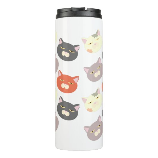 Coole Cat Heads Cartoon Fun Muster Art Thermosbecher (Rückseite)
