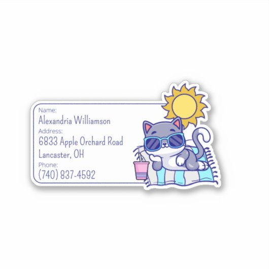 Coole Cat Luggage ID Aufkleber (Vorderseite)