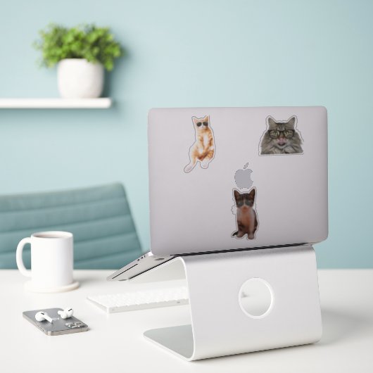 Coole Cat Memes Aufkleber (Laptop auf Schreibtisch)