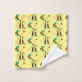 Coole Cat Mid Century Moderne Atomzeit Badhandtuch Set (Waschlappen)