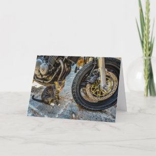 Coole Cat-Motorrad-Grußkarte Karte