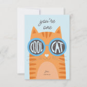 Coole Cat Orange Valentine's day Card_blue Einladung (Vorderseite)