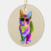 Coole Cat Pop Kunst mit Sonnenbrille Keramik Ornament (Links)