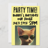 COOLE CAT SCRIPT KINDERGEBURTSTAG-EINLADUNGEN EINLADUNG (Vorderseite)