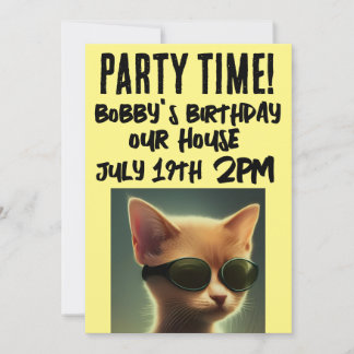 COOLE CAT SCRIPT KINDERGEBURTSTAG-EINLADUNGEN EINLADUNG