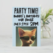 COOLE CAT SCRIPT KINDERGEBURTSTAG-EINLADUNGEN EINLADUNG (Stehend Vorderseite)