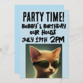 COOLE CAT SCRIPT KINDERGEBURTSTAG-EINLADUNGEN EINLADUNG (Vorne/Hinten)