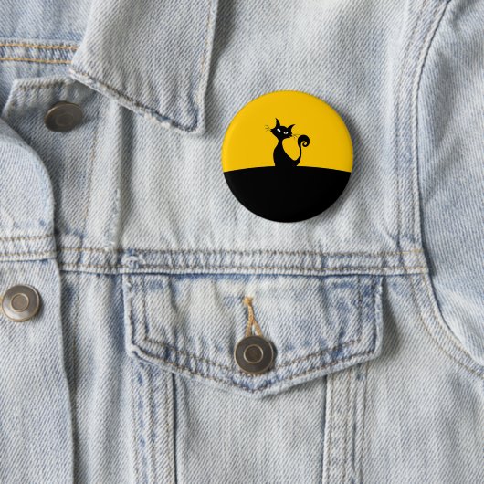 Coole Cat Silhouette Whimsical Cartoon Custom Button (Beispiel)