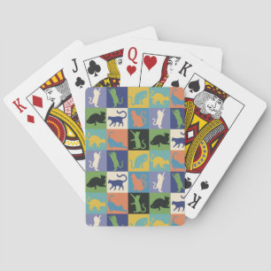 Coole Cat-Silhouetten auf Quiltplätzen Spielkarten