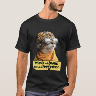 Coole Cat Vibes - Hipster Kitty mit Kopfhörer T-Shirt
