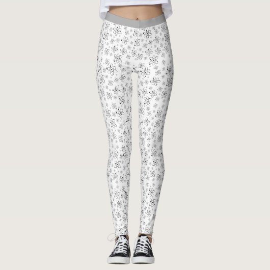 Coole Chemie Atom Science Schwarz-weiß Pattern Leggings (Vorderseite)
