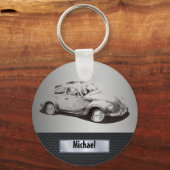 Coole Chic masculine Klassik Alt Auto silbrig schw Schlüsselanhänger (Vorderseite)