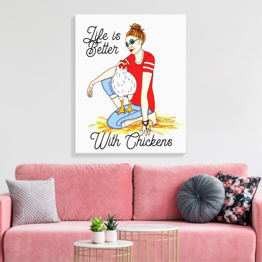 Coole Chicks | Chicken Art Poster Leinwanddruck (Insitu (Wohnzimmer))
