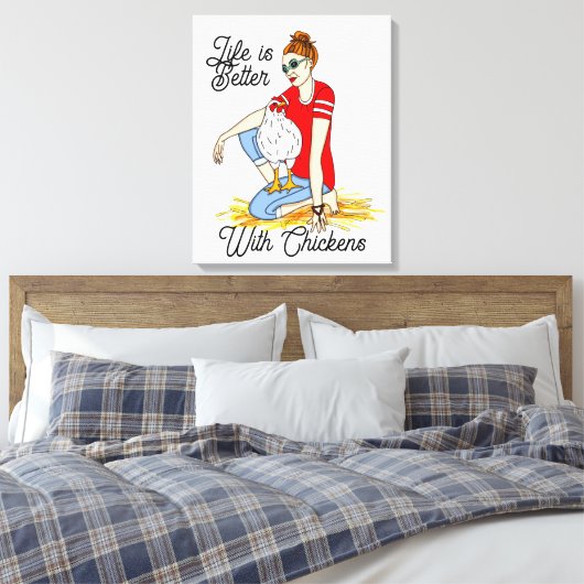 Coole Chicks | Chicken Art Poster Leinwanddruck (Insitu (Schlafzimmer))