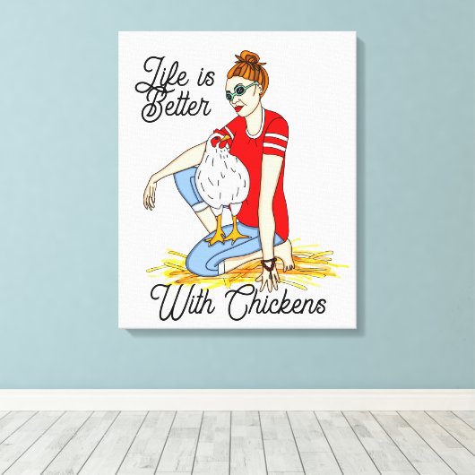 Coole Chicks | Chicken Art Poster Leinwanddruck (Insitu (Holzboden))