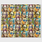 Coole Chicks in Sonnenbrille AI Art Geschenkpapier (Flach)